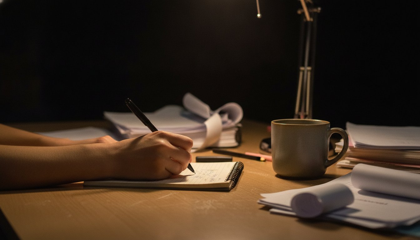 Small business owner working through an SEO checklist after closing, deciding whether to do it alone or hire it out