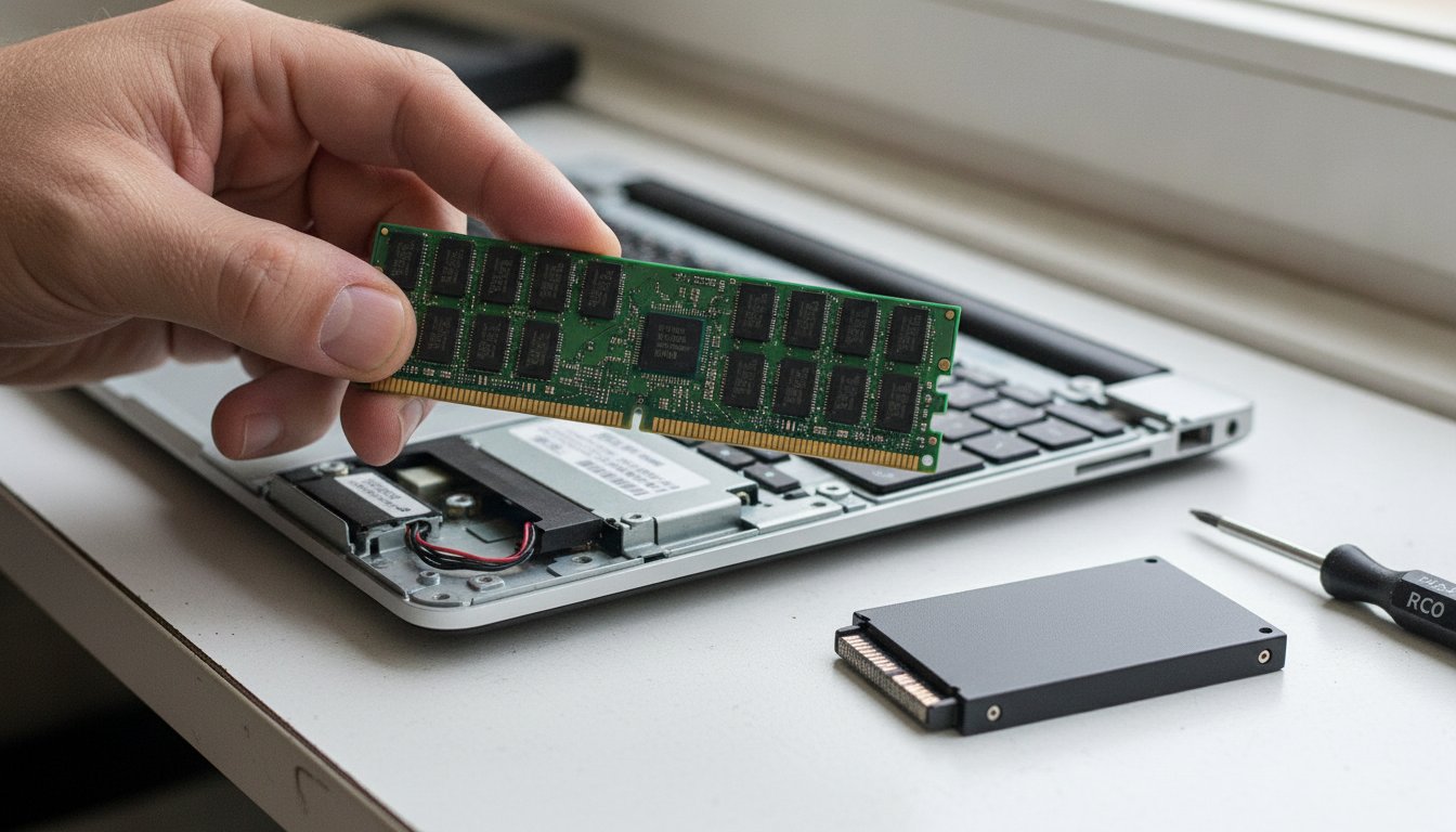 Comparing a RAM stick and a solid state drive, the two upgrades that fix a slow computer