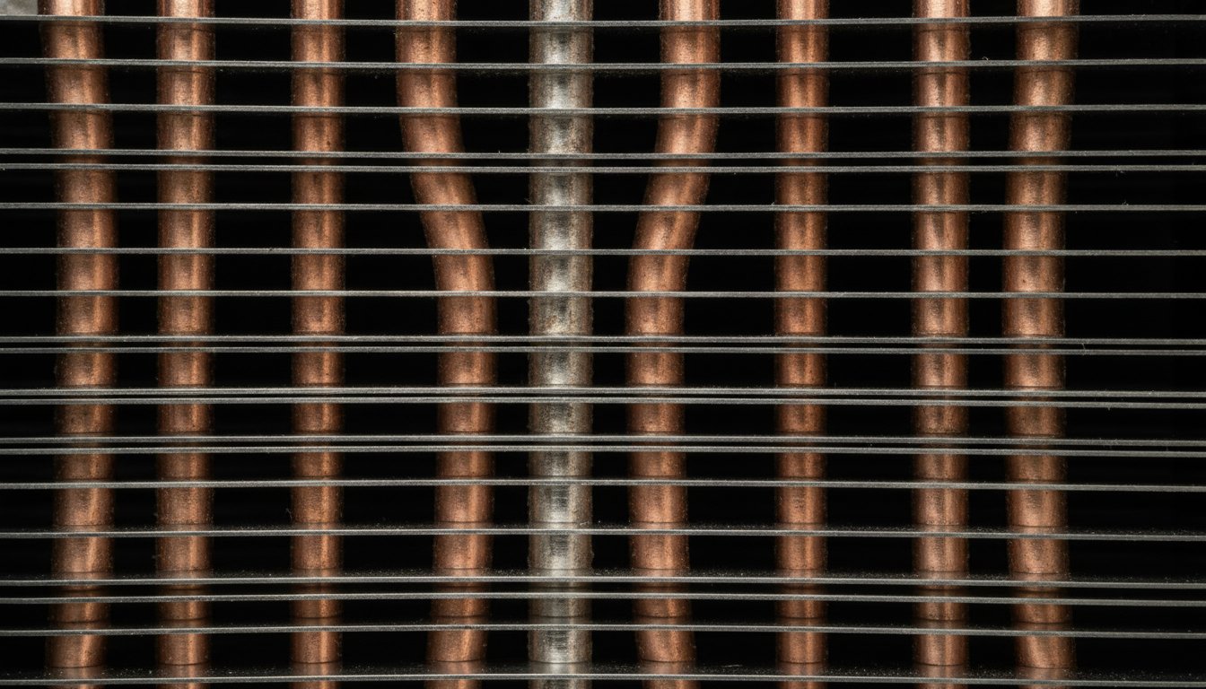 The copper heat pipes and aluminium fins of a CPU cooler, the hardware behind a new build's temperatures