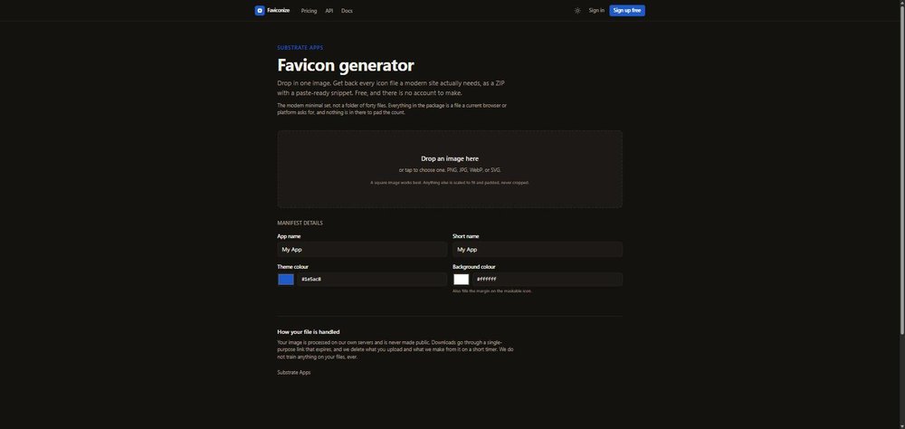Faviconize.com favicon generator interface