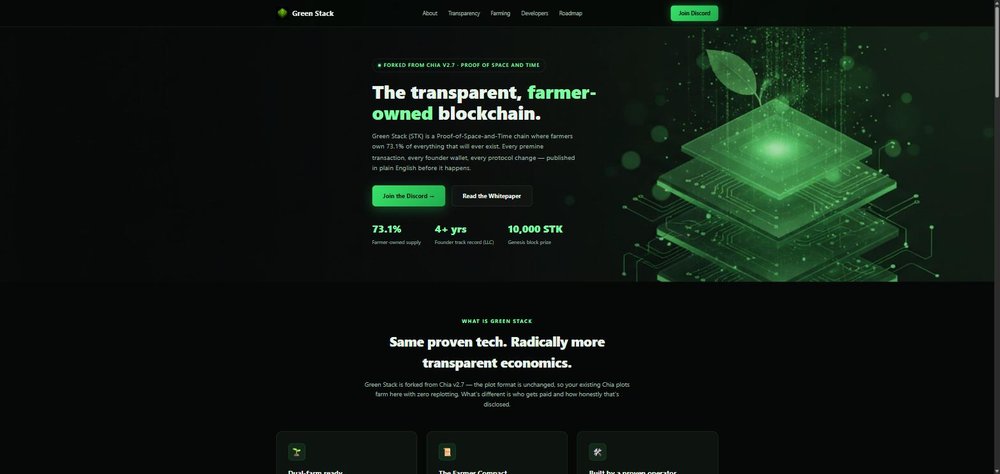 GreenStack.network homepage design