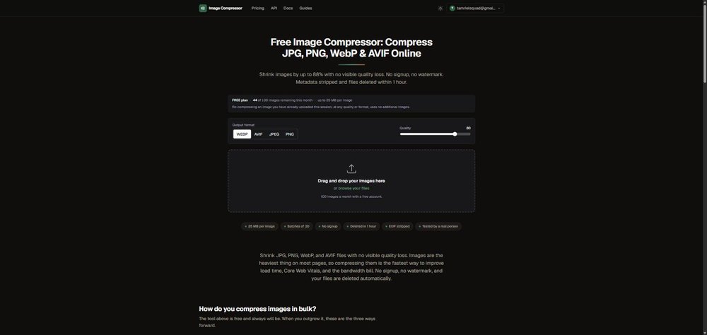 ImageCompressor.tools web app interface