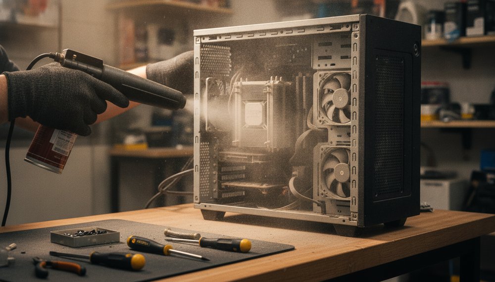Deep-cleaning a desktop PC with dust removed